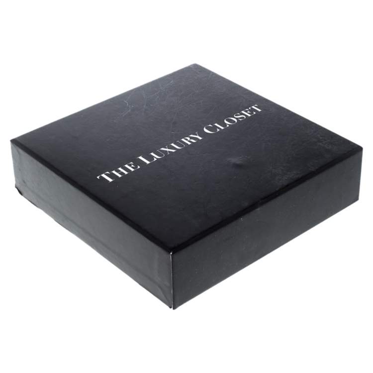 Pre Owned Chanel Gold Tone Black Leather Detail Turnlock Barrette