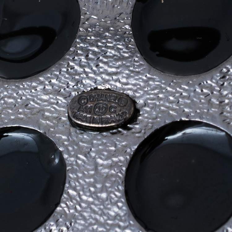 Pre Owned Chanel Gunmetal Tone Gripoix Detail Pin Brooch