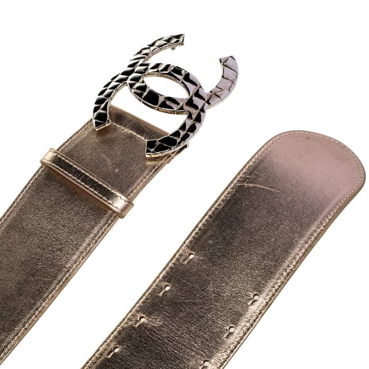 Pre Owned Chanel Gold Leather CC Waist Belt 85CM