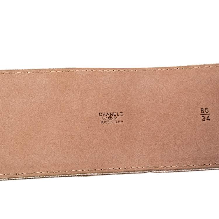 Pre Owned Chanel Gold Leather CC Waist Belt 85CM