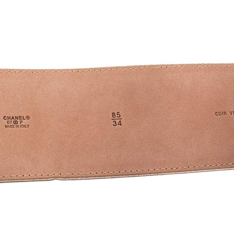 Pre Owned Chanel Gold Leather CC Waist Belt 85CM