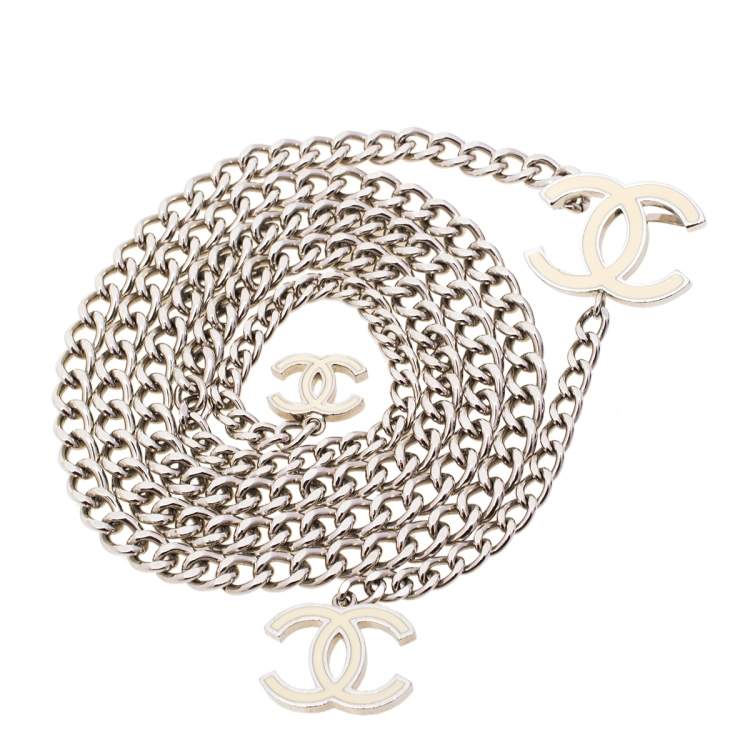 Chanel Silver Tone Enamel Charm Chain Belt Chanel | TLC