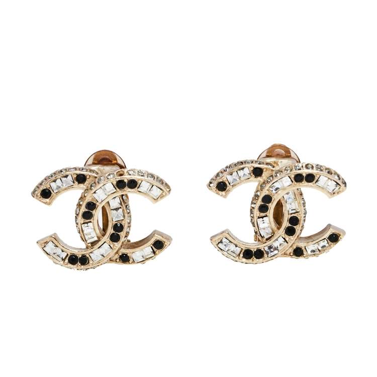 Chanel Gold Tone Baguette Crystal CC Clip On Stud Earrings Chanel | The  Luxury Closet