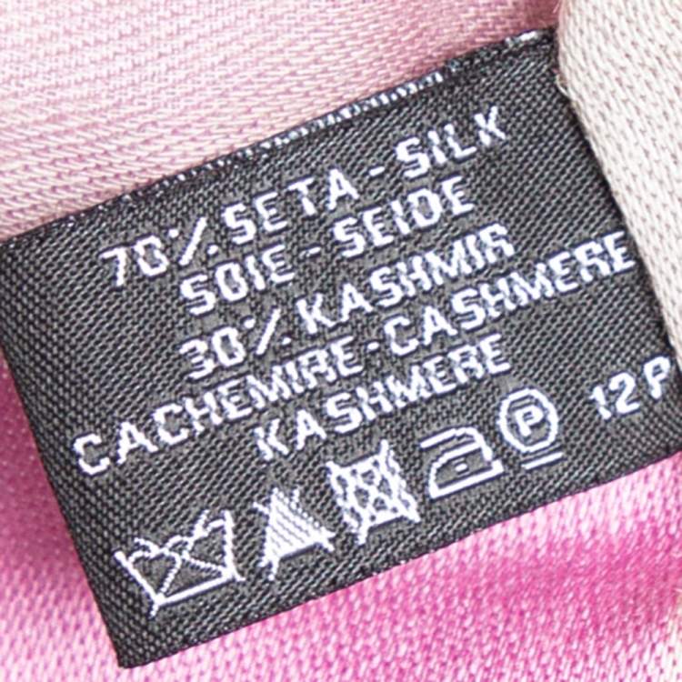 Pre Owned Chanel Beige & Pink Patterned Silk Cashmere Fringed Scarf 