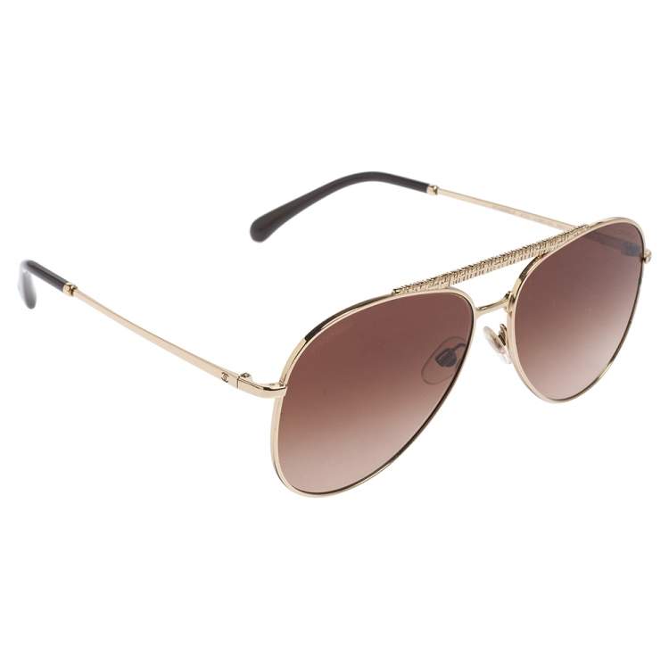 Chanel Gold Tone/ Brown Gradient 4231 Aviator Sunglasses Chanel | The  Luxury Closet
