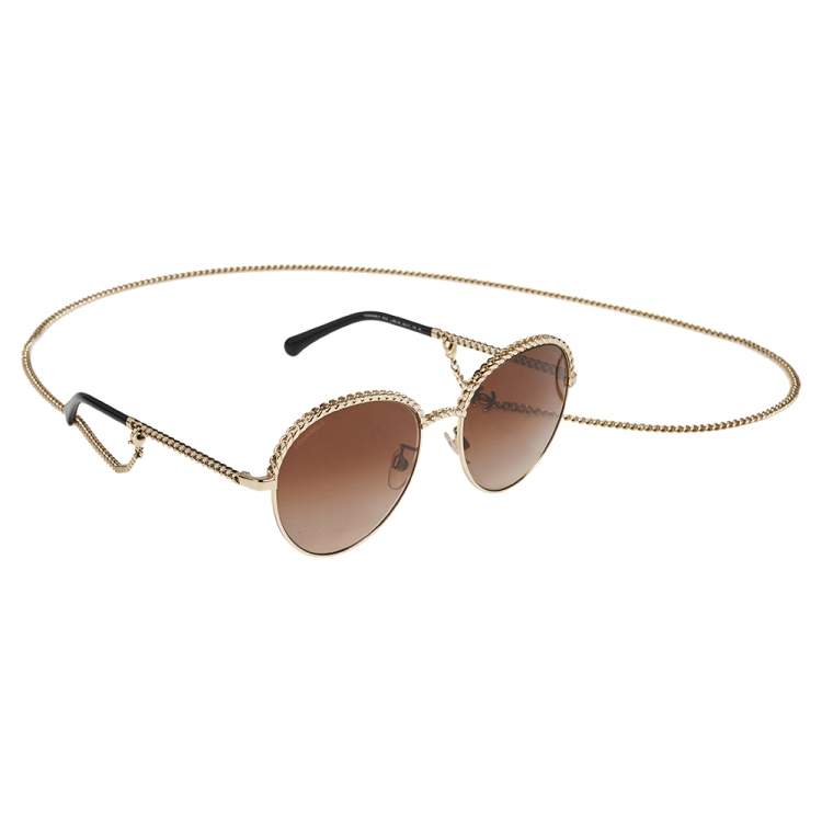 Chanel Gold Tone/ Brown Gradient 4242 Pantos Sunglasses Chanel