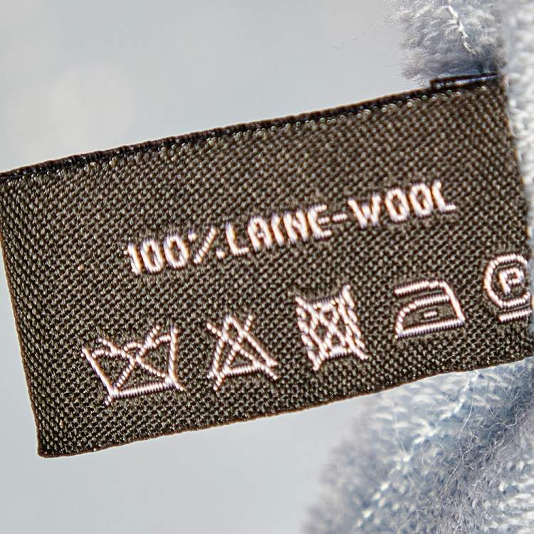 Pre Owned Chanel Light Blue Logo Printed Wool Scarf 