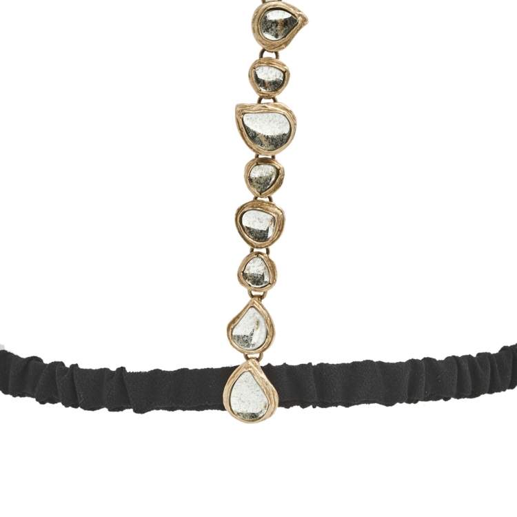 Pre Owned Chanel Pale Gold tone Faux Pearl & Crystal Embellished Headpiece