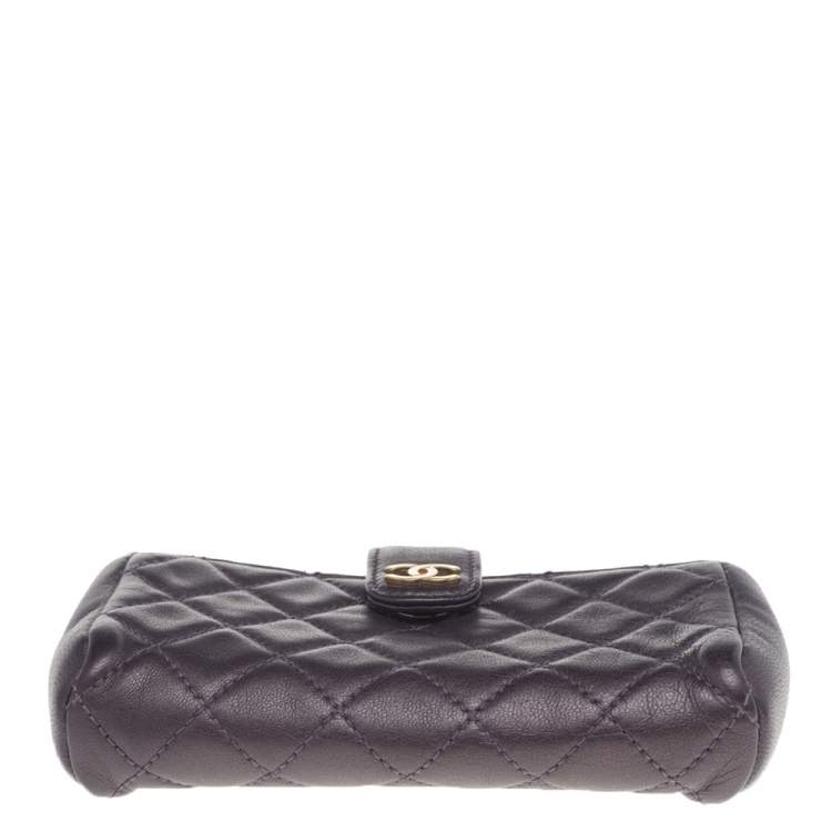 Pre Owned Chanel Purple Quilted Leather CC Phone Pouch