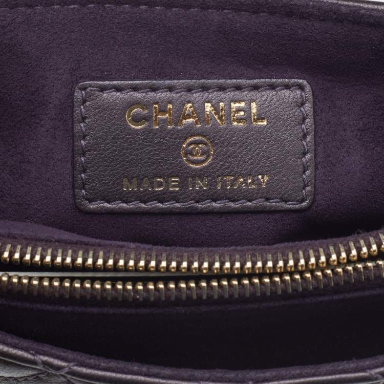 Pre Owned Chanel Purple Quilted Leather CC Phone Pouch