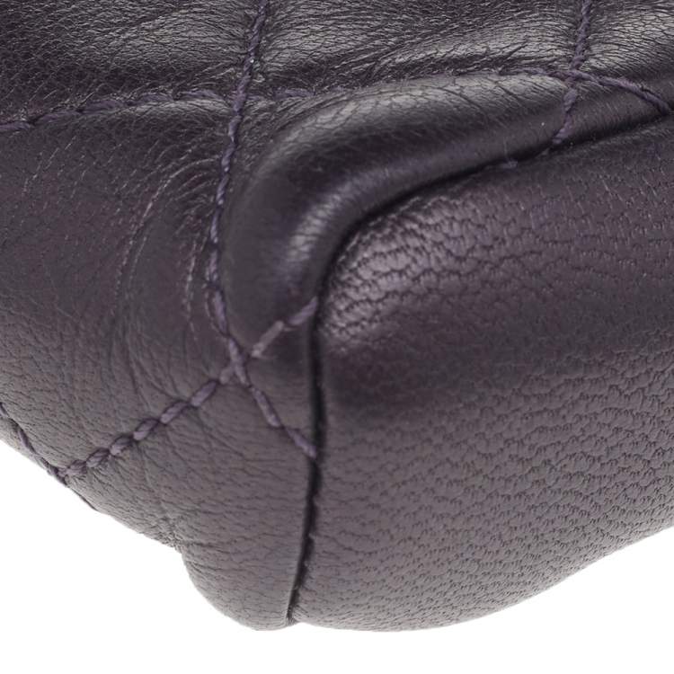 Pre Owned Chanel Purple Quilted Leather CC Phone Pouch