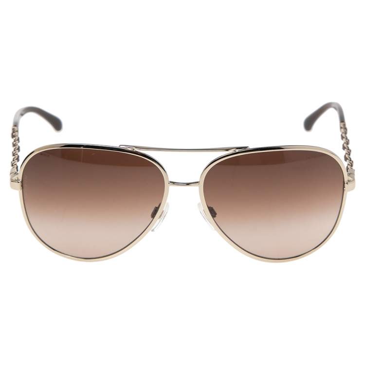 Chanel Goldtone & Brown Gradient 4194-Q Aviator Sunglasses Chanel | TLC