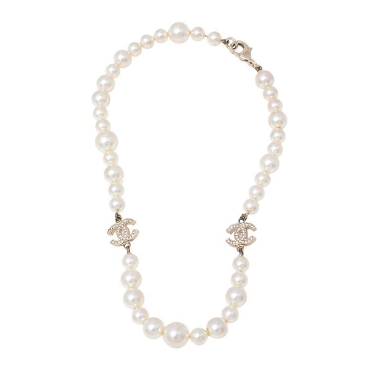 Chanel Faux Pearl & Crystal CC Charm Choker Necklace Chanel | The Luxury  Closet