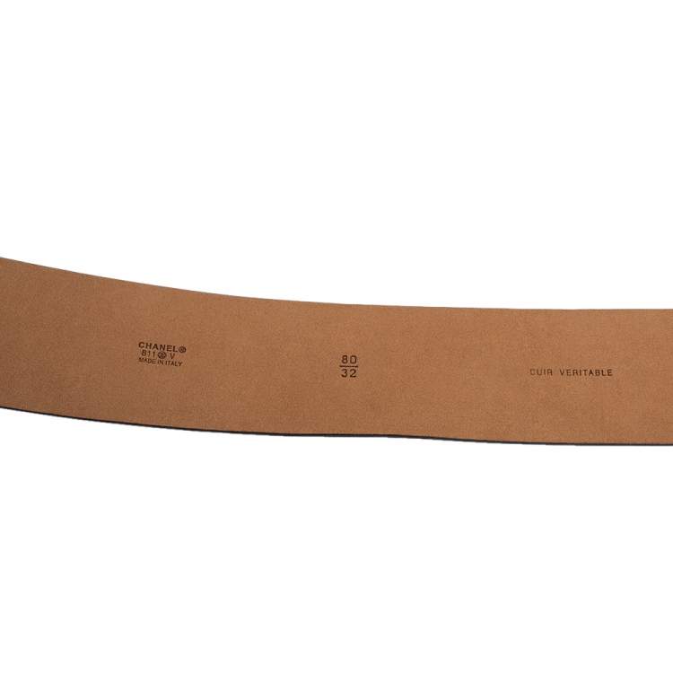 مملوكة مسبقًا Chanel Black Leather CC Belt Size 80 CM