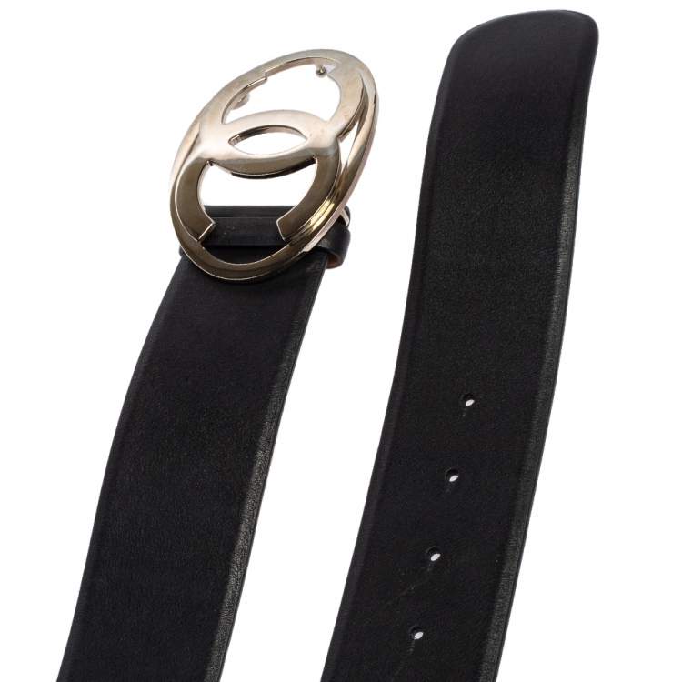 مملوكة مسبقًا Chanel Black Leather CC Belt Size 80 CM