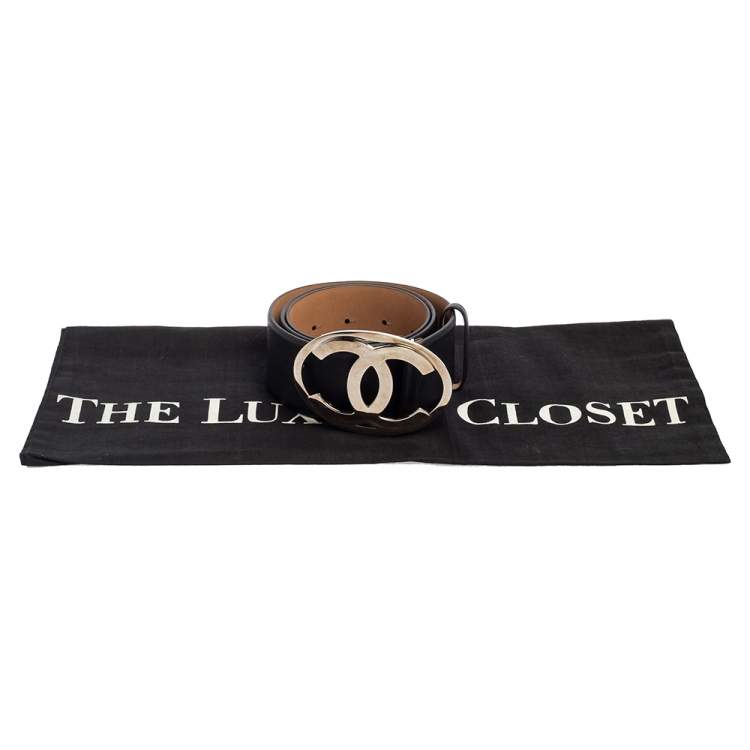 مملوكة مسبقًا Chanel Black Leather CC Belt Size 80 CM