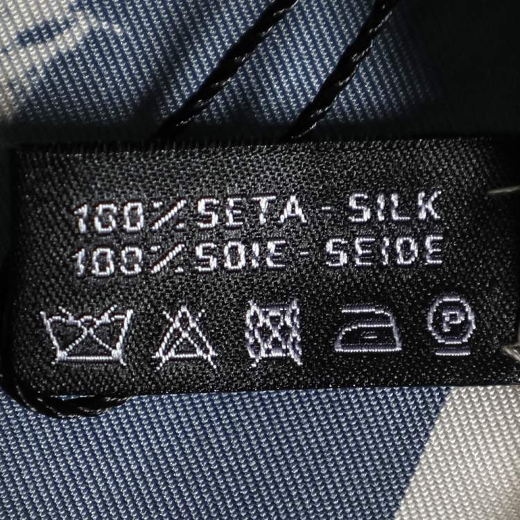 Pre Owned Chanel Blue Camellia Print Silk Square Scarf