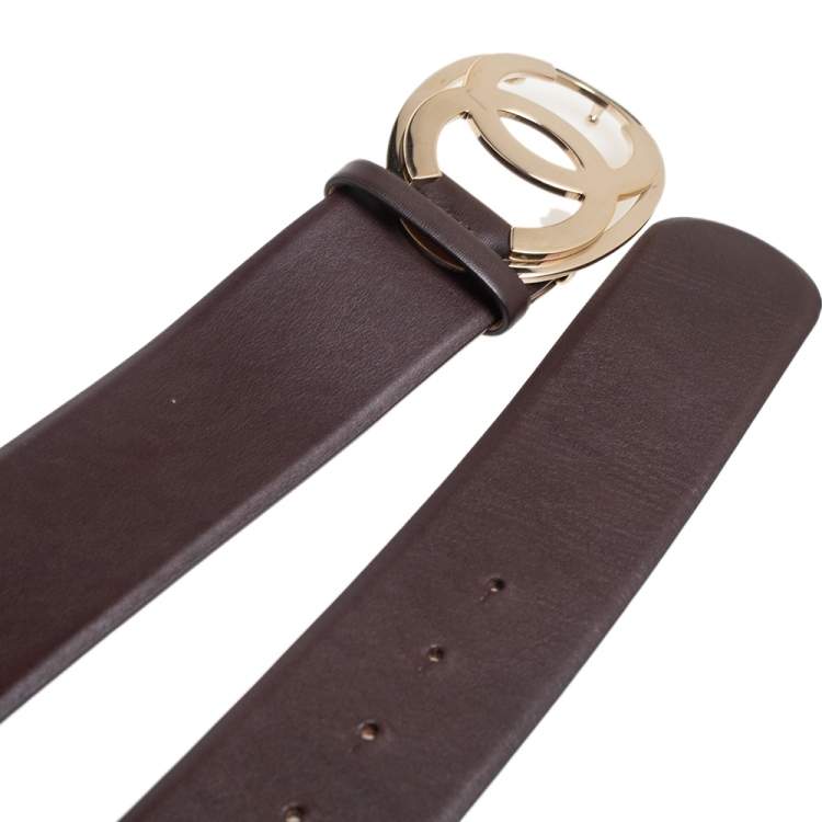 مملوكة مسبقًا Chanel Brown Leather CC Belt 85 CM