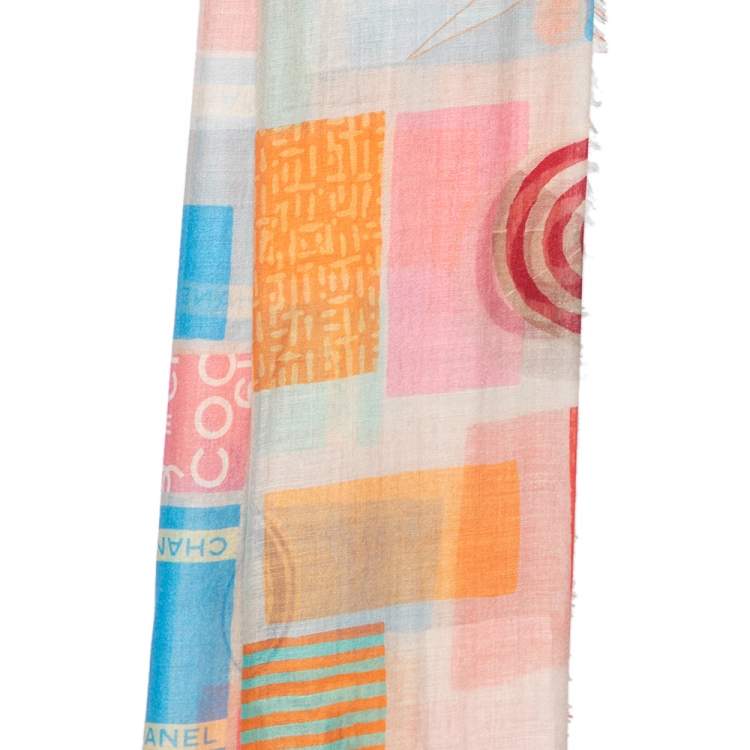 Pre Owned Chanel Multicolor Printed Cashmere & Silk Scarf