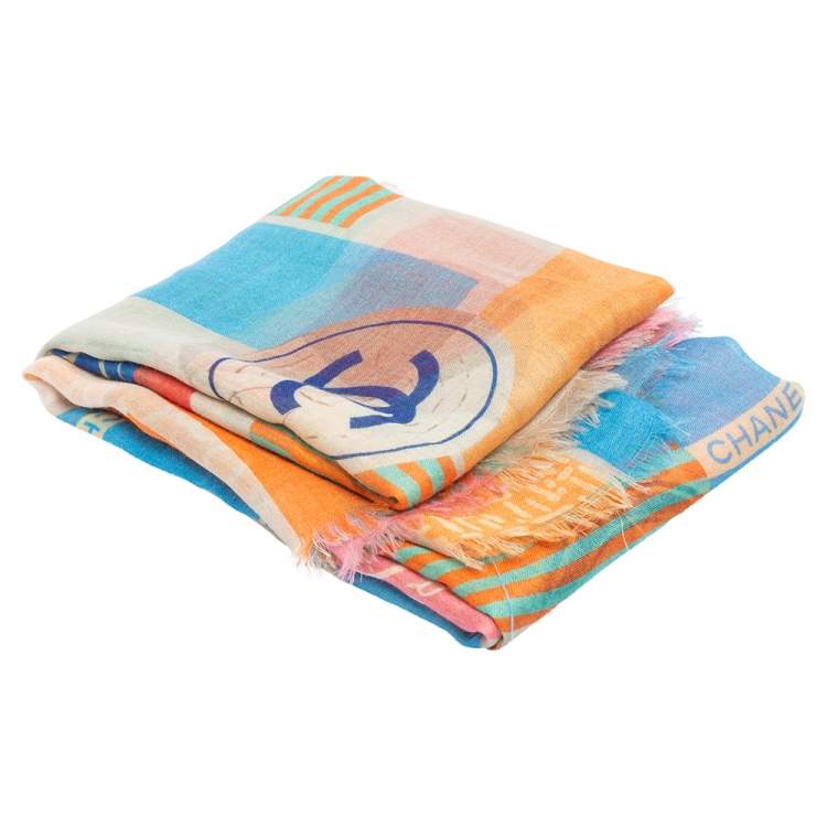 Pre Owned Chanel Multicolor Printed Cashmere & Silk Scarf