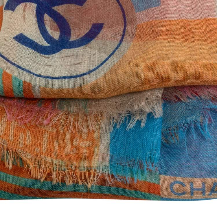 Pre Owned Chanel Multicolor Printed Cashmere & Silk Scarf