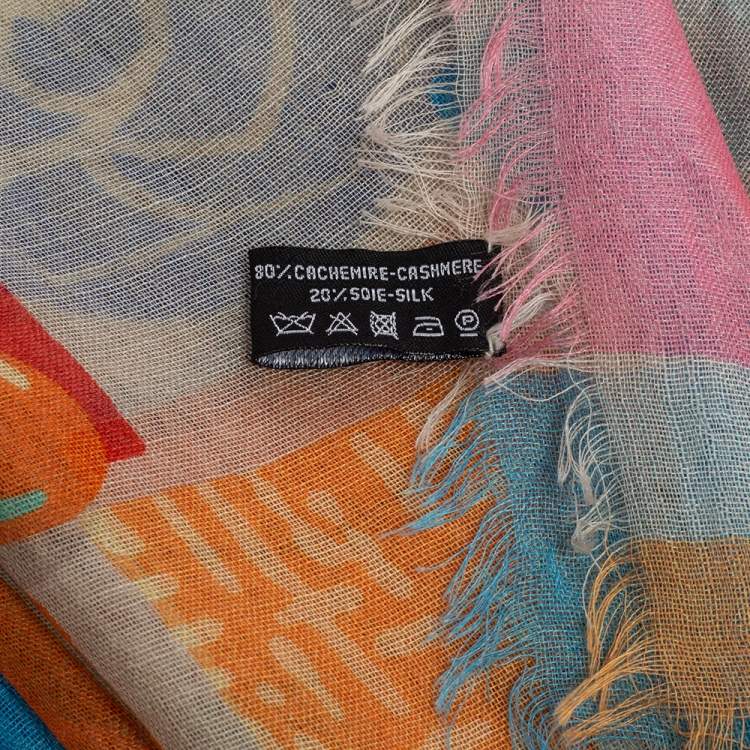 Pre Owned Chanel Multicolor Printed Cashmere & Silk Scarf