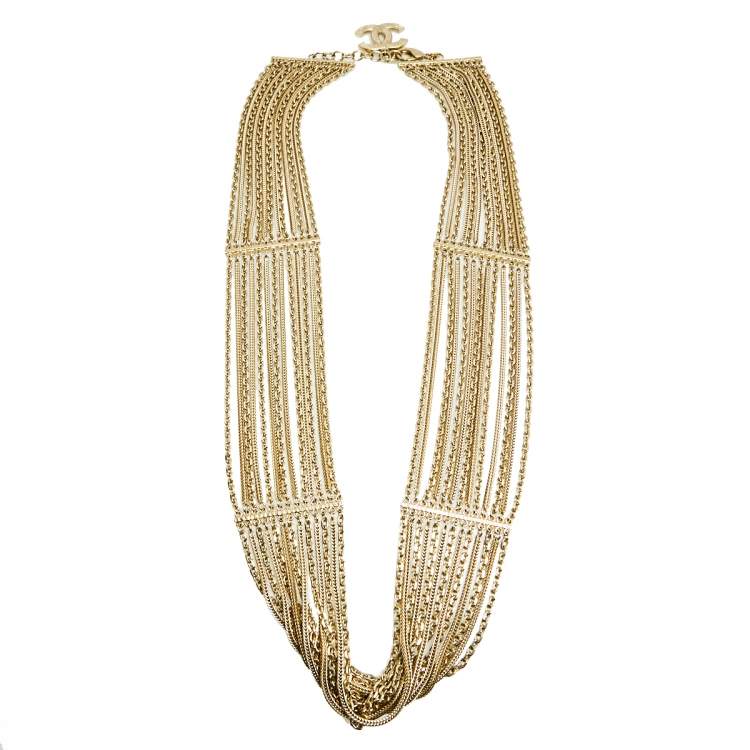 Chanel Gold-Tone Multi Strand Chain Necklace Chanel | The Luxury Closet