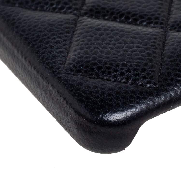Pre Owned Chanel Black Quilted Caviar Leather iPhone X Case 