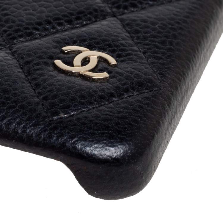 Pre Owned Chanel Black Quilted Caviar Leather iPhone X Case 