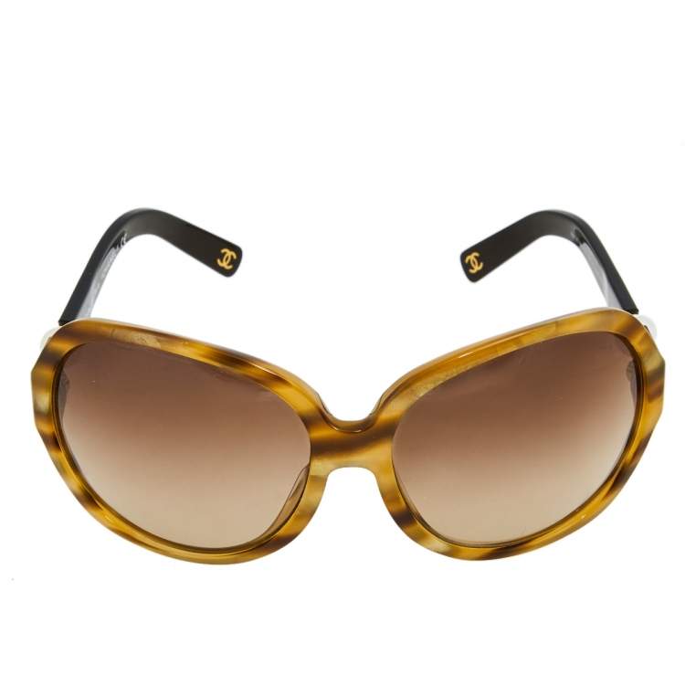 Chanel Honey Havana/ Brown Gradient Pearle Collection Oval Sunglasses Chanel