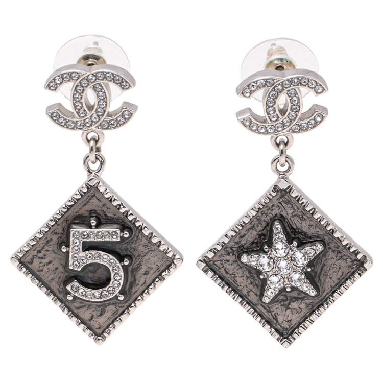 Chanel CC No 5 Star Crystal Silver Tone Metal Earrings Chanel | The Luxury  Closet