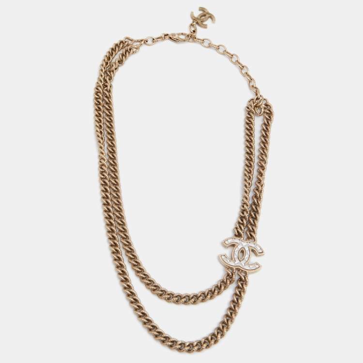 Chanel CC Quilted Resin Double Strand Gold Tone Metal Necklace Chanel | The  Luxury Closet