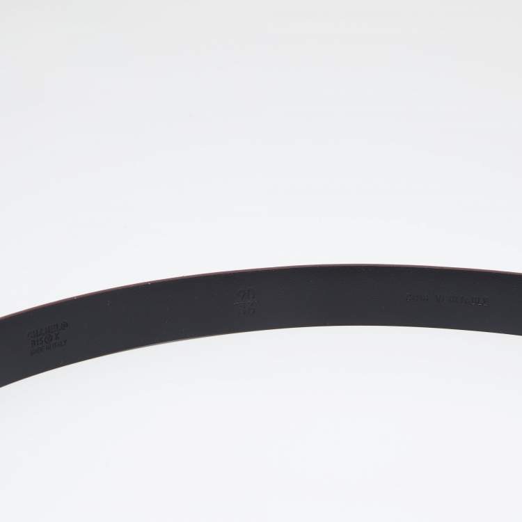 Pre Owned Chanel Garnet Red Leather CC Buckle Belt 90CM