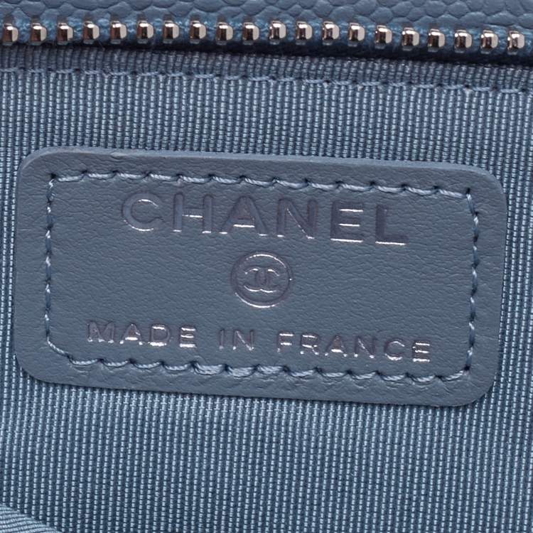 Pre Owned Chanel Blue Quilted Caviar Leather Phone Holder Crossbody Bag