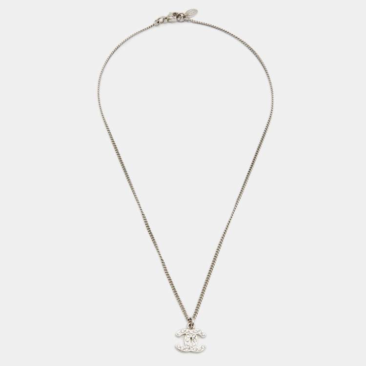 Chanel metallic black hot sale tone crystal necklace