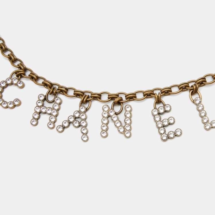 Pre Owned Chanel CC Crystals Letter Logo Chain Belt