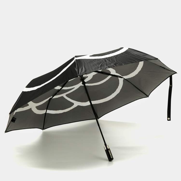 Chanel Black/White Nylon Camellia Folding Umbrella Chanel | TLC