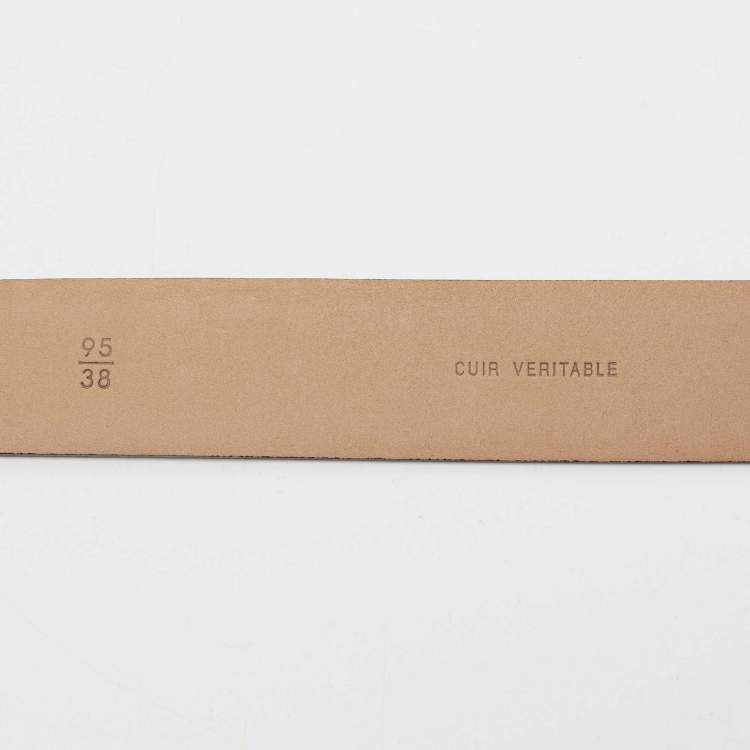 Pre Owned Chanel Black Leather Crystal Embellished CC Logo Buckle Belt 95CM