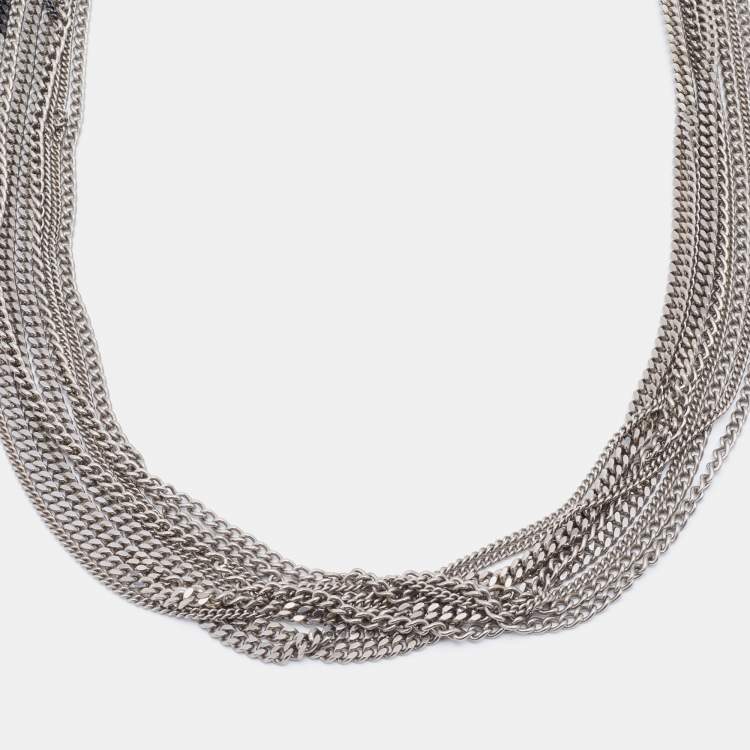 Chanel Two-Tone Metal Chain Multi Layered Necklace Chanel