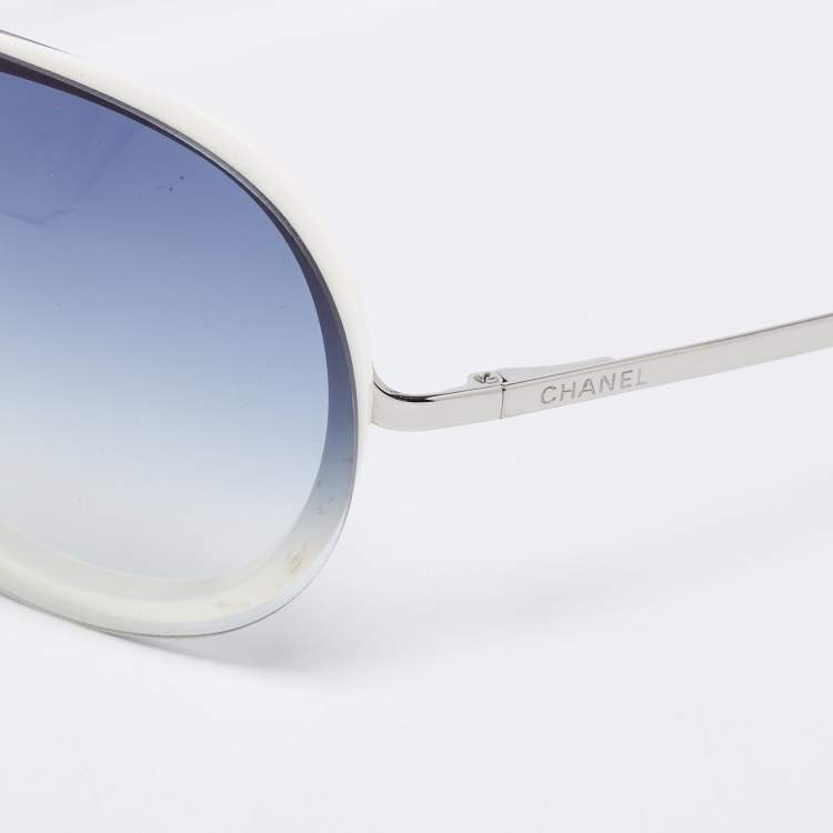 Chanel Vintage White/Blue Gradient 6006 Shield Sunglasses Chanel