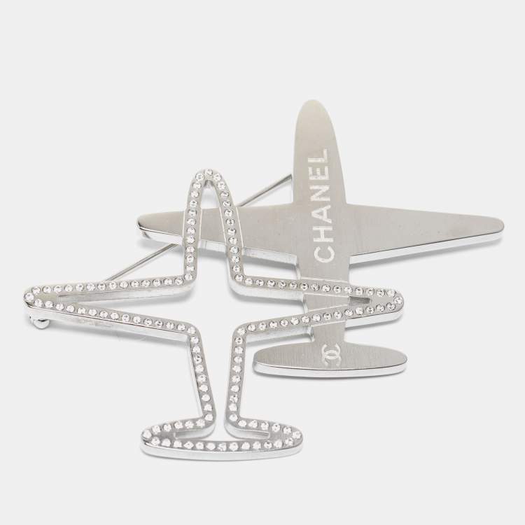 Chanel Silver Tone Crystal Airplanes Pin Brooch Chanel | TLC