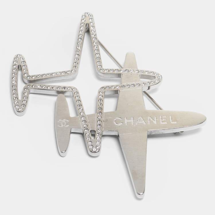 Chanel Silver Tone Crystal Airplanes Pin Brooch Chanel | TLC