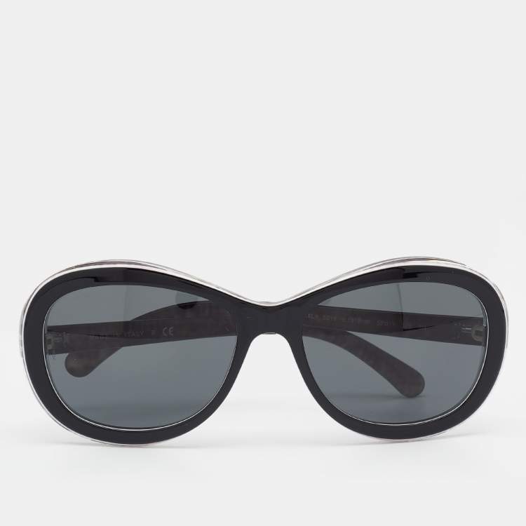 Chanel Black 5219 Tweed Detail CC Oval Sunglasses Chanel | The Luxury Closet