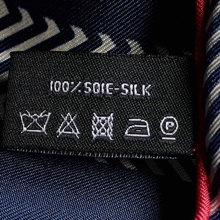 Pre Owned Chanel Navy Blue CC Logo Print Silk Scarf