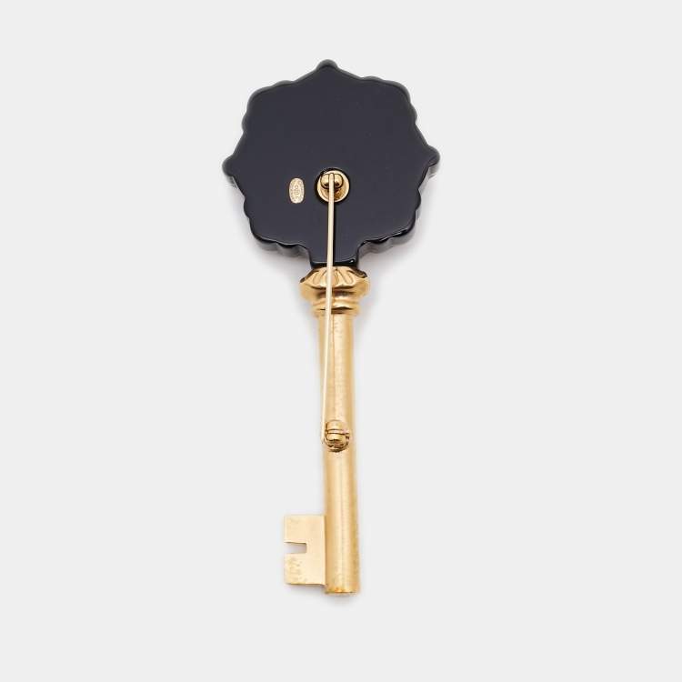 Chanel Multicolor Gold Tone Enamel Key Brooch Chanel