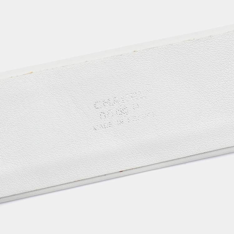 Pre Owned Chanel White Leather CC Belt 80 CM
