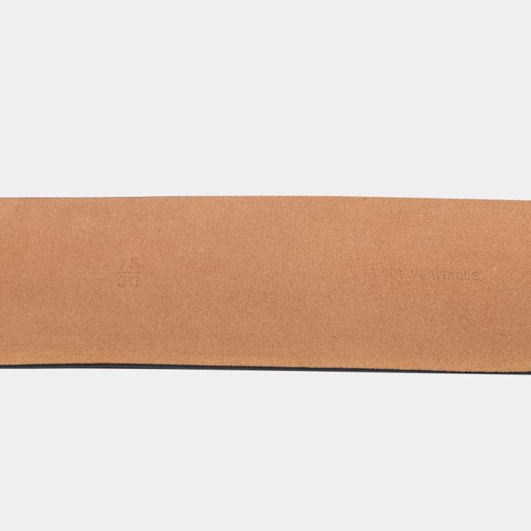 Pre Owned Chanel Black Leather CC Logo Buckle Wide Belt 75CM