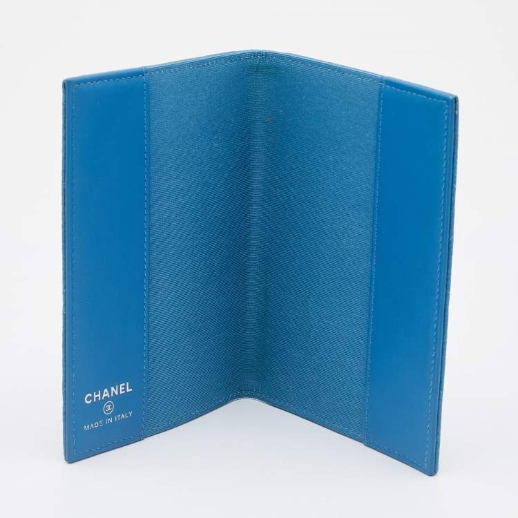 Chanel Blue Quilted Caviar Leather CC Passport Holder Chanel