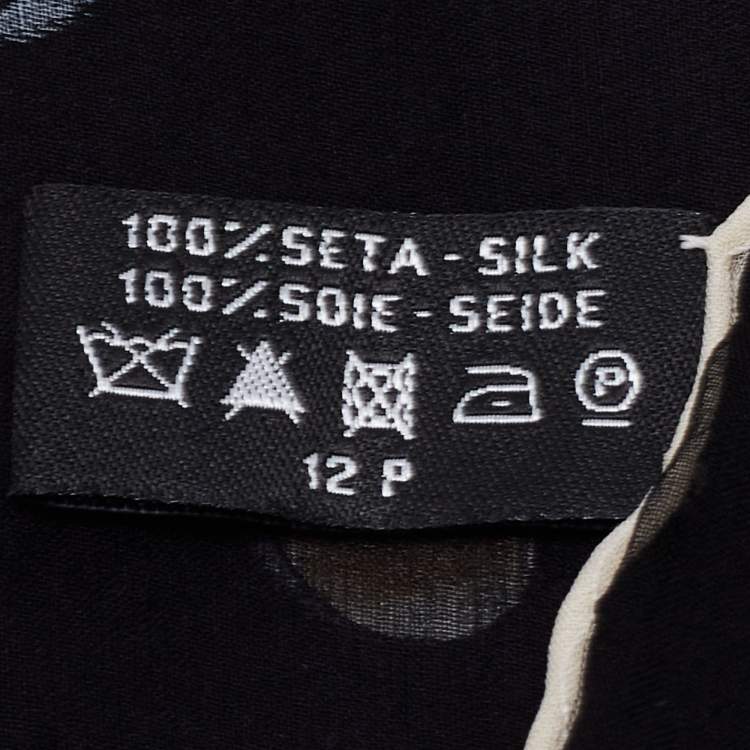 Pre Owned Chanel Black Pearl Printed Silk Scarf