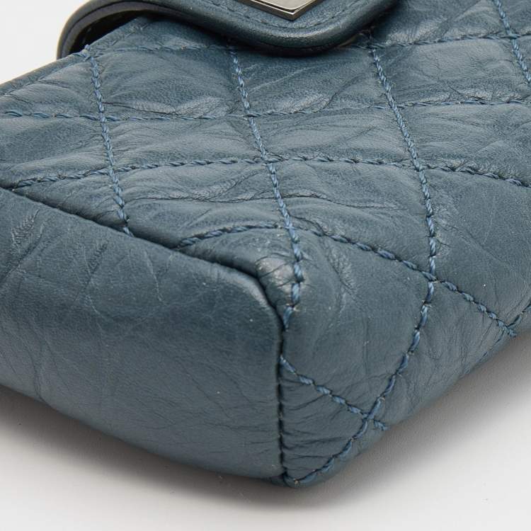 Pre Owned Chanel Blue Quilted Leather Reissue CC Phone Pouch